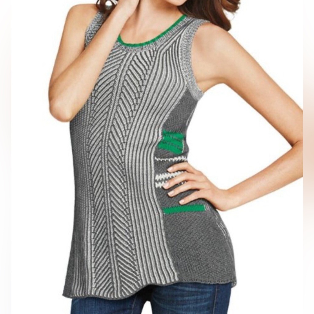 CAbi Trident Sweater Vest Womens Medium Knit Tunic Sleeveless Sweater XS NWT